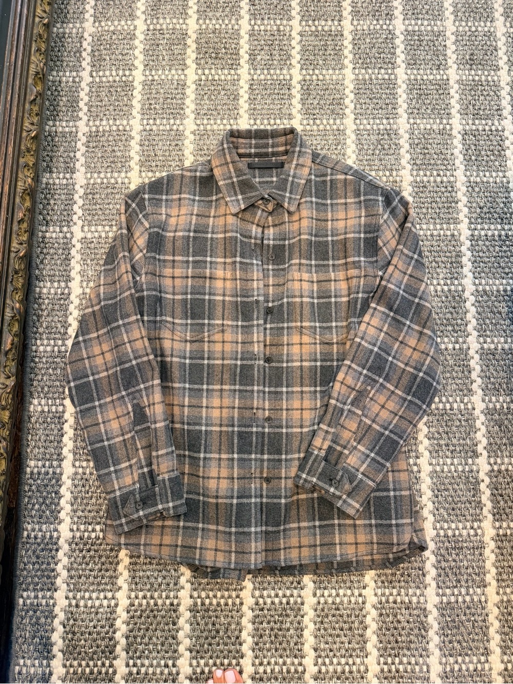 Women’s Jennie Kayne Plaid Button-Up Shirt Jacket in Olive & Tan